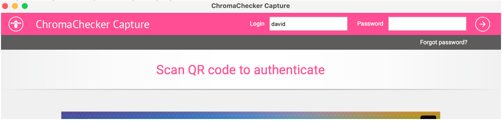 CC Capture login screen &mdash; scan QR code