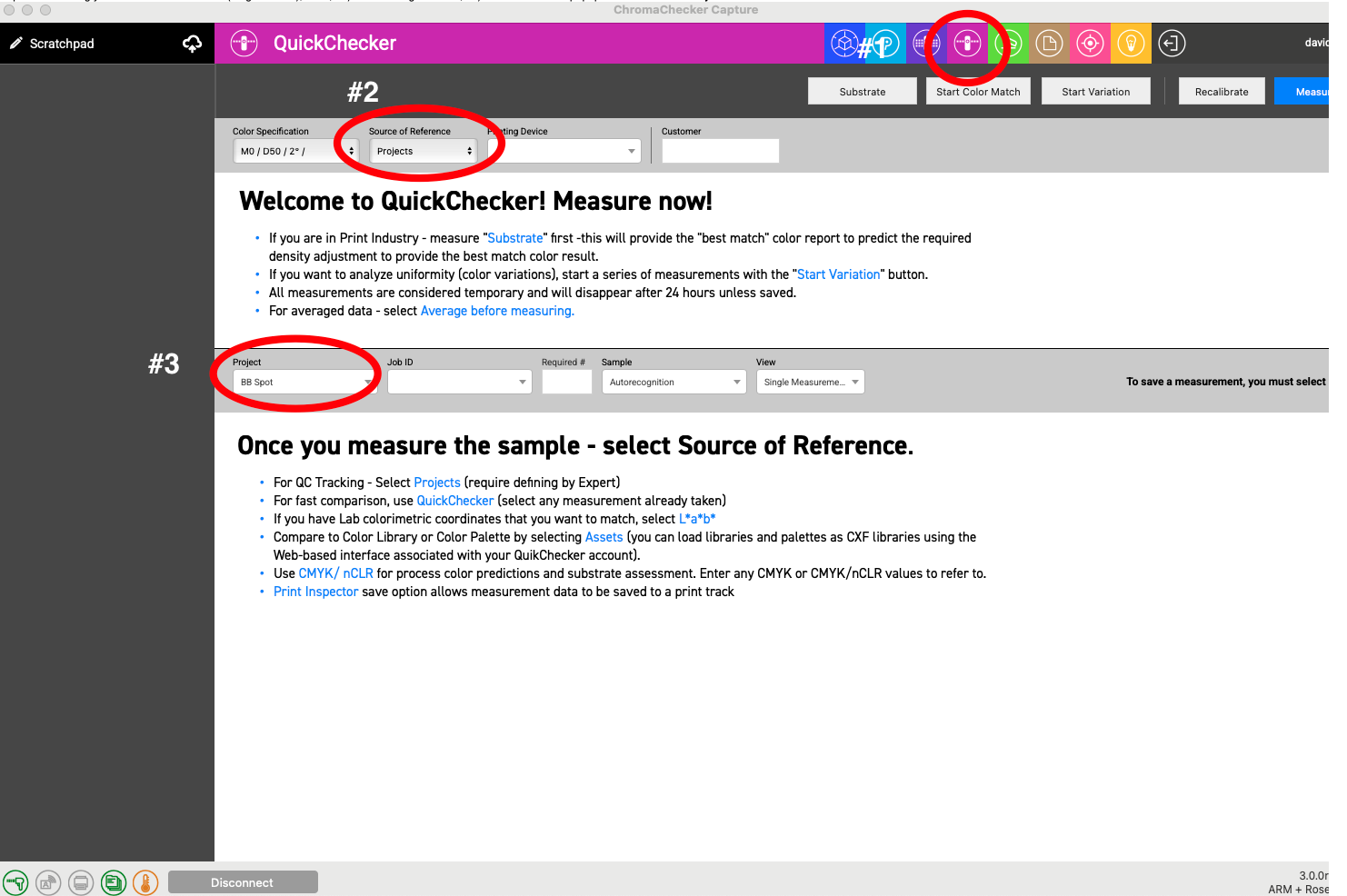 QuickChecker &mdash; Source of Reference selector set to Projects